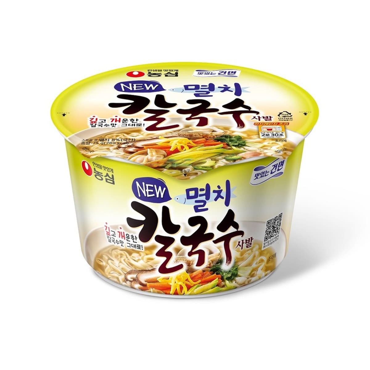 농심 멸치 칼국수 사발, 75g, 16개