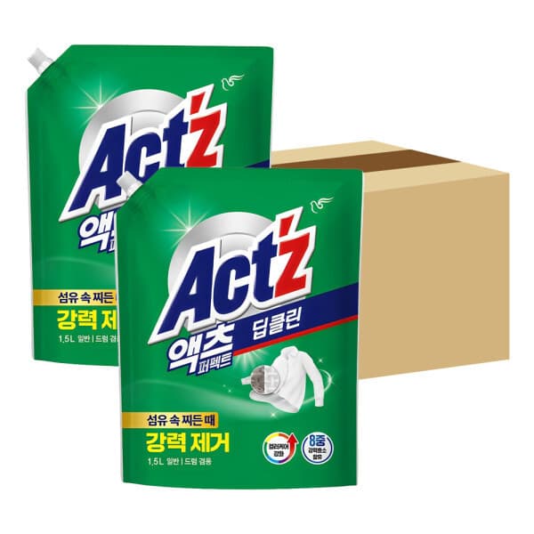 피죤 피죤 액츠 퍼펙트 딥클린 액체세제 일반드럼겸용 리필 1.5L 8개 1BOX 세탁세제