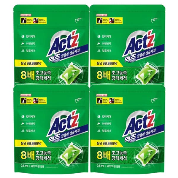 피죤 액츠 퍼펙트 딥클린 캡슐세제 28개입 X 4개