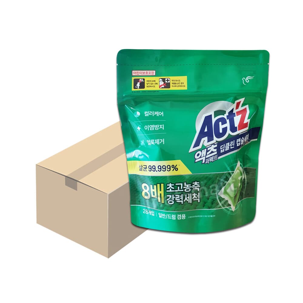 액츠 액츠 퍼펙트 딥클린 캡슐 액체세제 28개입 x 8개 (1박스)드럼일반 겸용