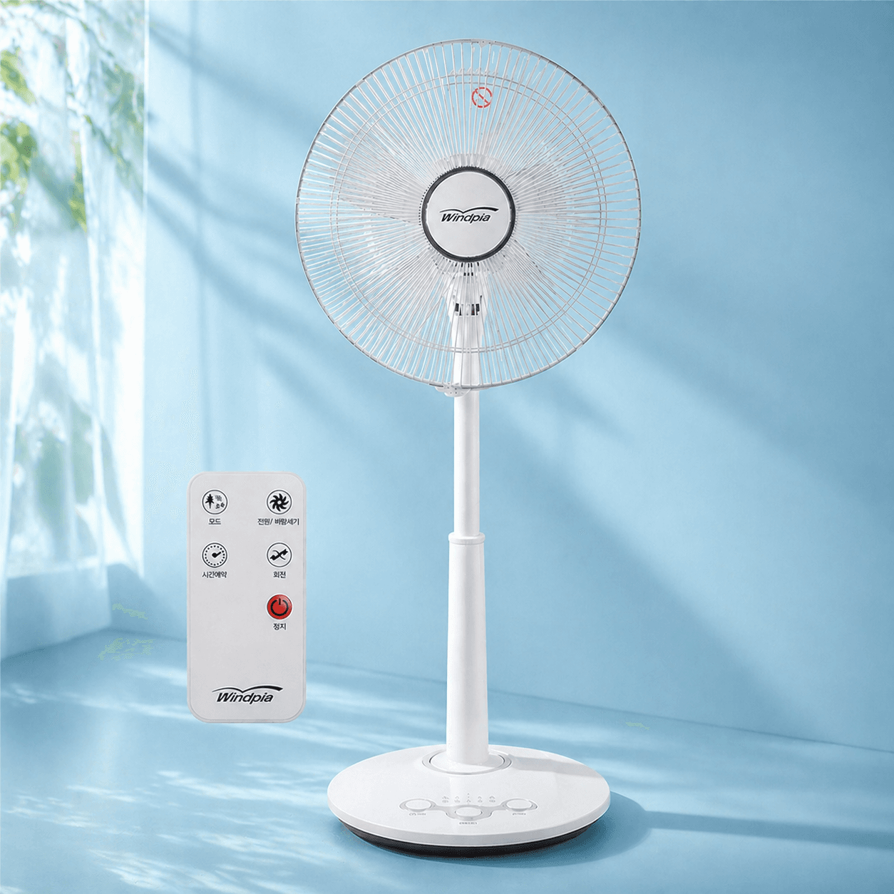 스탠드 선풍기 가정용 저소음 아기방 리모컨 초미풍 5엽 35cm