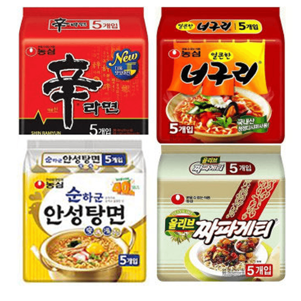 농심 라면 4종세트 신라면 + 너구리 + 순하군안성탕면 + 짜파게티 총20봉 박스