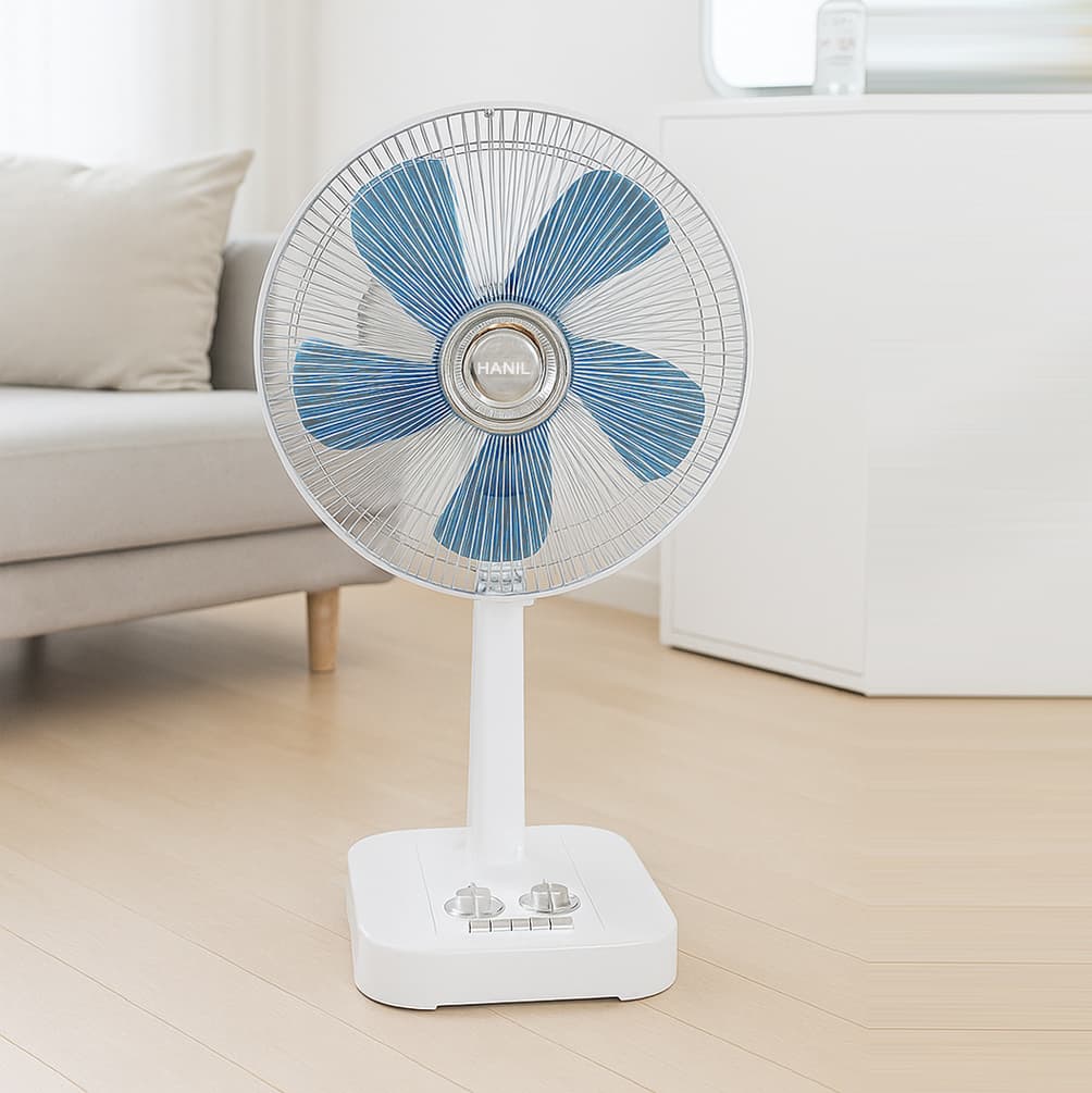 한일 레트로선풍기 빈티지 기계식 스탠드형 35cm 화이트크롬가드 REF-481