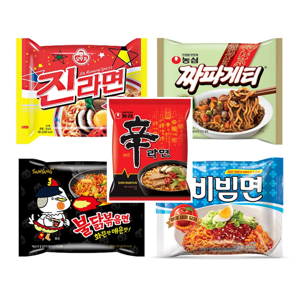 봉지라면 멀티 단품/신라면 짜파게티 진라면 불닭볶음면 팔도비빔면 1개씩 5개 외 100종