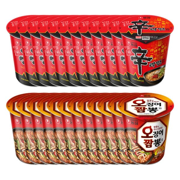 농심 컵라면 소컵 신라면12개+오징어짬뽕12개