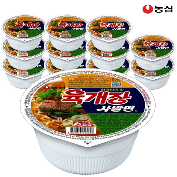 컵라면 농심 육개장 사발면, 86g, 12개