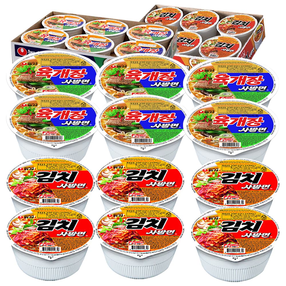 농심 컵라면 육개장사발면 김치 사발면 6입+6 얼큰한 라면 간식창고