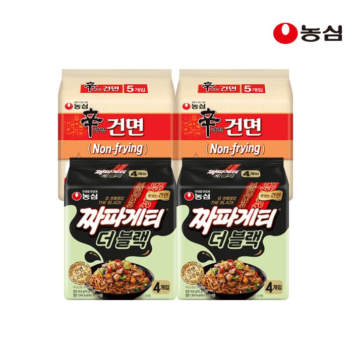 농심 짜파게티 더블랙 8개+신라면 건면 10개