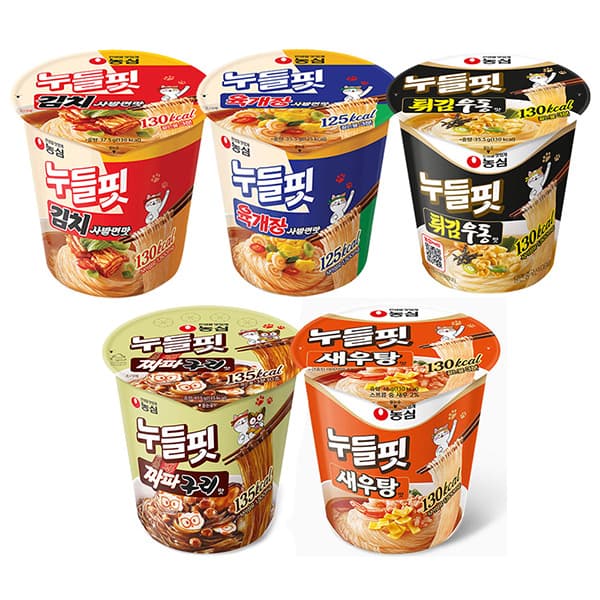 농심 누들핏 6종 8개 육개장 김치사발면 카구리 짜파구리맛 마라탄탄 튀김우동