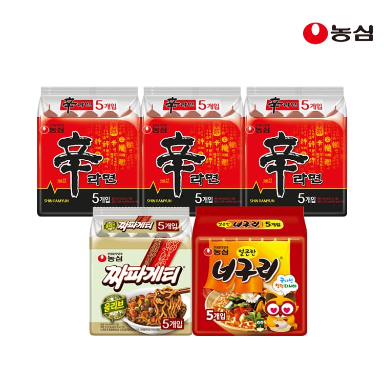 농심 신라면 15개+짜파게티 5개+얼큰한너구리 5개