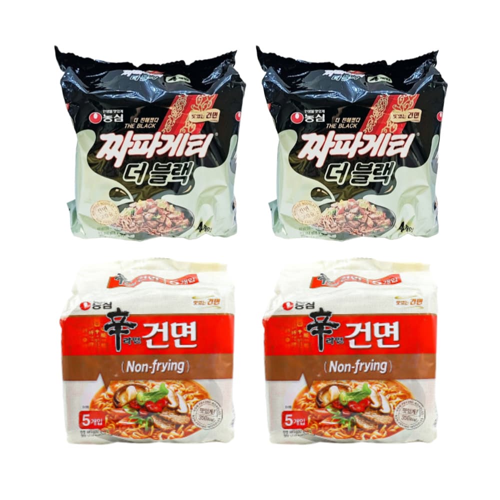 농심 건면 짜파게티 더블랙 8개 + 신라면 건면 10개