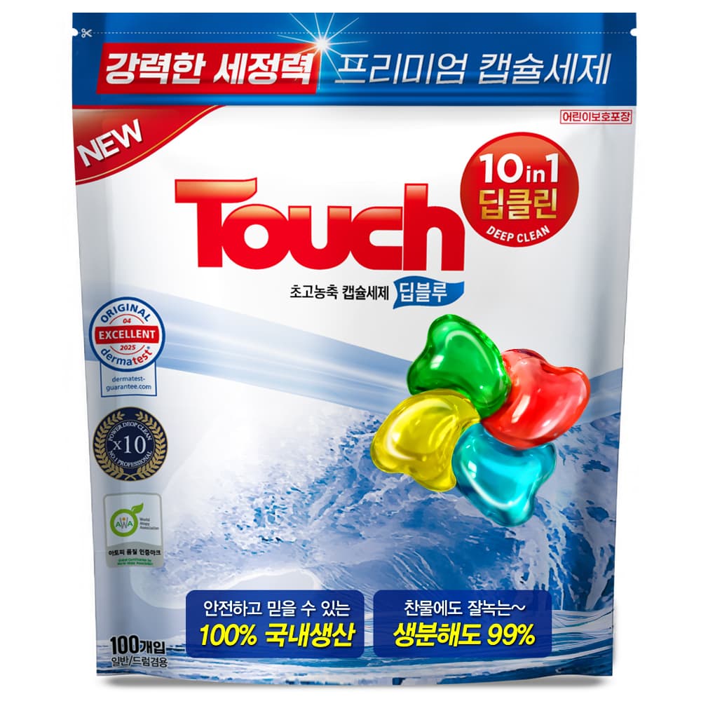 터치 프리미엄 초고농축 캡슐세제 딥블루 국내생산 에이프릴향, 100개입 1개