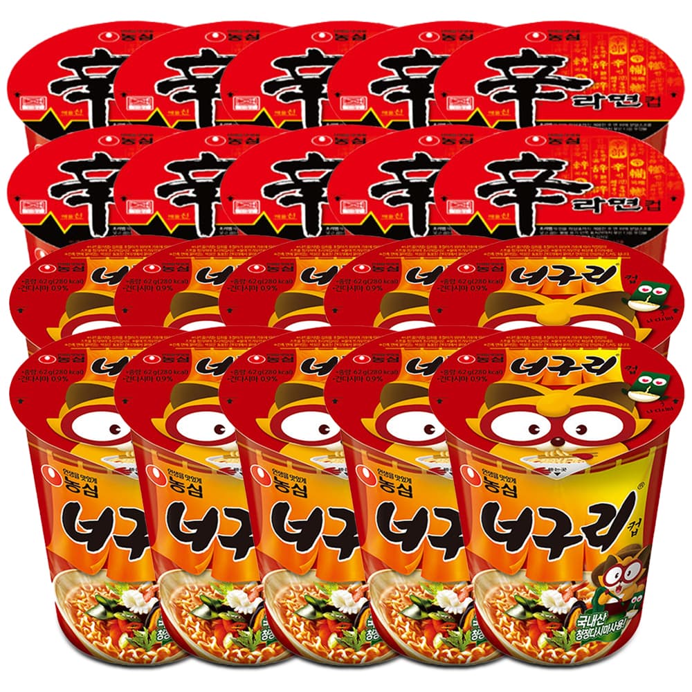농심 컵라면 작은컵 2종 신라면65gx10개+너구리62gx10개
