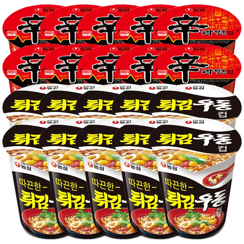 농심 컵라면 작은컵 2종 신라면65gx10개+튀김우동62gx10개