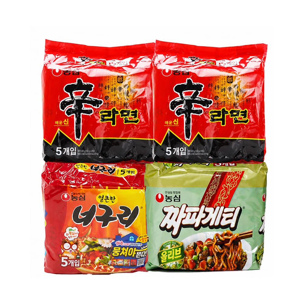 신라면 10개, 너구리 5개, 짜파게티 5개,합 20개