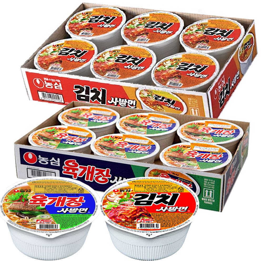 컵라면 농심 육개장사발면6입+김치 사발면 소컵 6입 미니 작은컵 라면